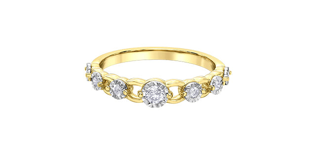10K Yellow &amp; White Gold 0.18cttw Diamond Ring