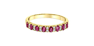 10K Yellow Gold 3x2 mm Ruby and 0.084 cttw Diamond Ring