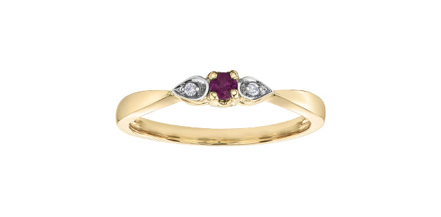 10K Yellow Gold Genuine Ruby and Diamond Ring