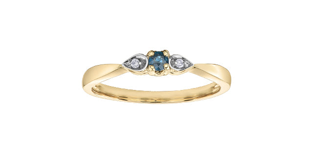 10K Yellow Gold Sapphire &amp; Diamond Ring