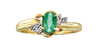 10K Yellow Gold Emerald and Diamond Ring