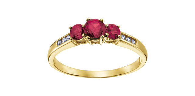 10K Yellow Gold Ruby &amp; Diamond Ring