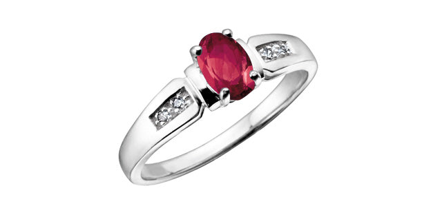 10K White Gold Ruby &amp; Diamond Ring