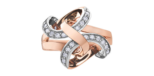 10K White &amp; Rose Gold 0.20cttw Diamond Ring