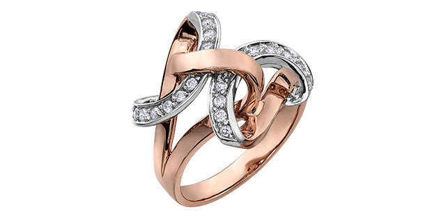 10K White &amp; Rose Gold 0.20cttw Diamond Ring