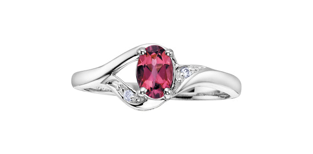 10K White Gold Ruby &amp; Diamond Ring