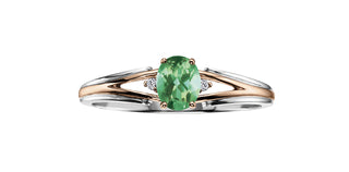 10K White and Rose Gold Emerald and Diamond Ring