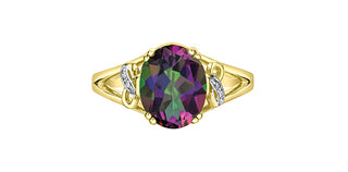 10K Yellow Gold Mystic Topaz & Diamond Ring