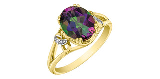 10K Yellow Gold Mystic Topaz & Diamond Ring