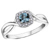 10K White Gold Blue Topaz and Diamond Ring