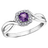 10K White Gold Amethyst and Diamond Ring