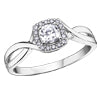 10K White Gold White Zircon and Diamond Ring