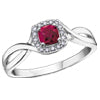 10K White Gold Ruby and Diamond Ring