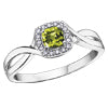 10K White Gold Peridot and Diamond Ring