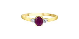 10K Yellow Gold Ruby and 0.60cttw Diamond Ring