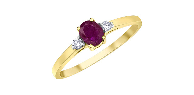 10K Yellow Gold Ruby and 0.60cttw Diamond Ring