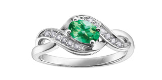 10K White Gold Emerald and Diamond Ring