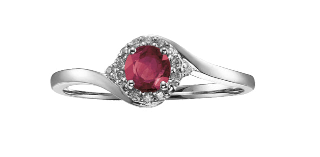 10K White Gold Ruby and Diamond Ring