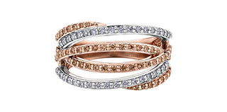 10K White & Rose Gold 0.66cttw White Diamond & Brown Diamond Ring