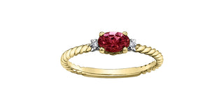 10K Yellow Gold Garnet and Diamond Ring