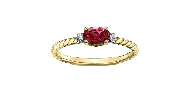 10K Yellow Gold Garnet and Diamond Ring