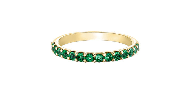 10K Yellow Gold Created Emerald Ring