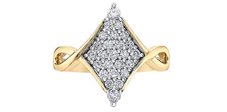 Anillo de diamantes de 0,50 quilates en oro amarillo de 10 quilates - talla 6,5