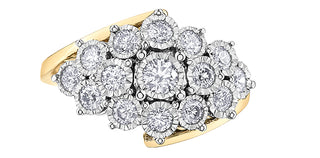Anillo de diamantes de 1,00 quilates en oro amarillo de 10 quilates - talla 6,5