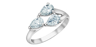 Anillo de diamantes de talla pera cultivados en laboratorio de 1,50 quilates de oro de 14 quilates