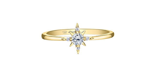 14K Yellow Gold 0.16cttw Canadian Diamond Star Ring