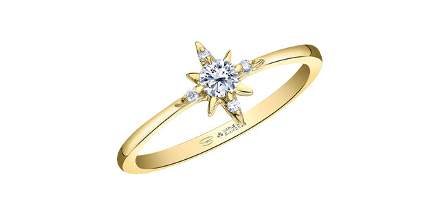 14K Yellow Gold 0.16cttw Canadian Diamond Star Ring