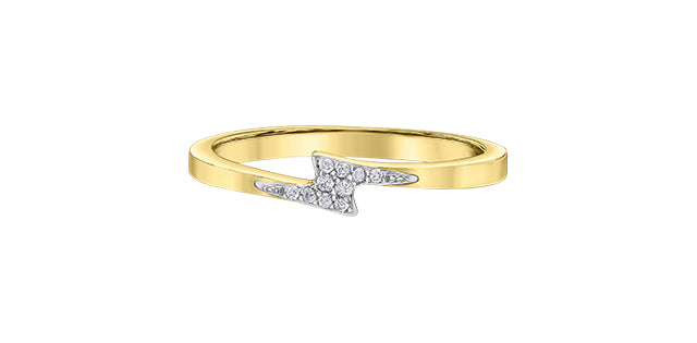 10K Yellow Gold 0.04cttw Diamond Lightning Bolt Ring