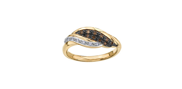 10K Yellow Gold 0.152cttw Brown Diamond Ring