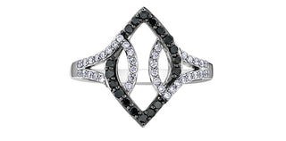10K White Gold 0.37cttw White & Black Diamond Ring
