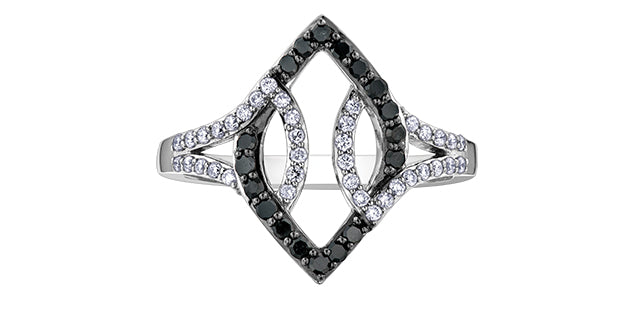 10K White Gold 0.37cttw White &amp; Black Diamond Ring