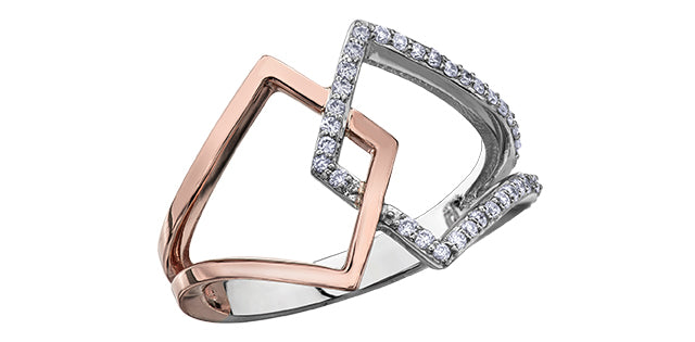 10K White and Rose Gold 0.20cttw Diamond Ring