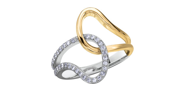 10K Yellow &amp; White Gold 0.20cttw Diamond Ring