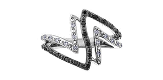 10K White Gold 0.25cttw White & Black Diamond Ring