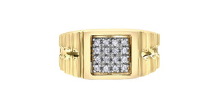 Anillo para caballero con diamantes de 0,25 quilates en oro amarillo de 10 quilates, talla 10