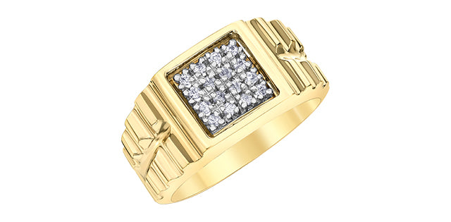 10K Yellow Gold 0.25cttw Diamond Gents Ring, size 10