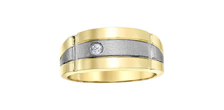 Anillo para caballero con diamantes de 0,07 quilates en oro amarillo de 10 quilates, talla 10