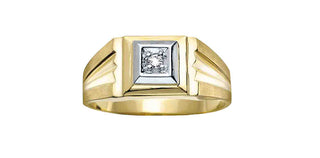 Anillo para caballero con diamantes de 0,03 quilates en oro amarillo de 10 quilates, talla 10