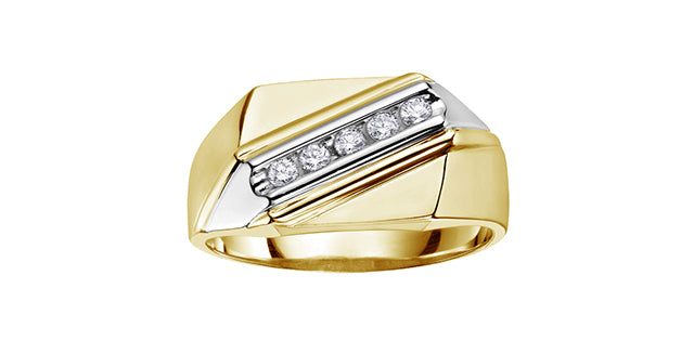 10K Yellow Gold 0.20cttw Diamond Gents Ring, size 10