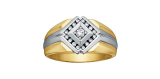 Anillo para caballero con diamantes de 0,30 quilates en oro amarillo de 10 quilates, talla 10