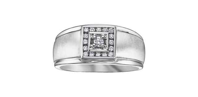 10K White Gold 0.25cttw Diamond Gents Ring - /
