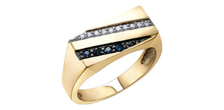 10K Yellow Gold Sapphire and 0.10cttw Diamond Ring