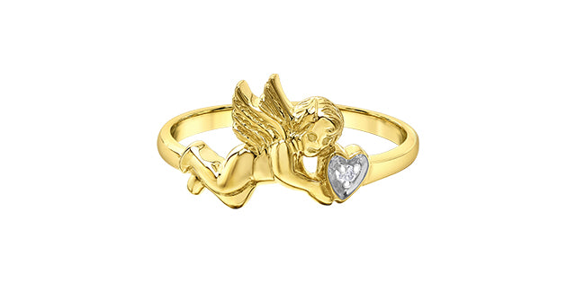 10K Yellow Gold 0.01cttw Diamond Cupid Ring