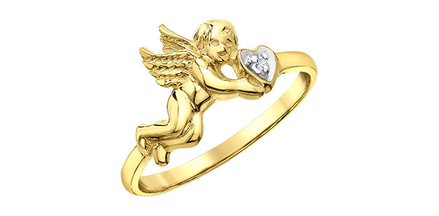 10K Yellow Gold 0.01cttw Diamond Cupid Ring