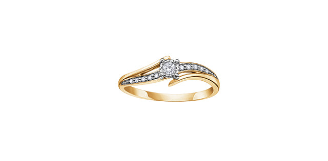 10K Yellow Gold 0.10cttw Diamond Engagement Ring