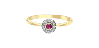 10K Yellow Gold Ruby and 0.60cttw Diamond Ring
